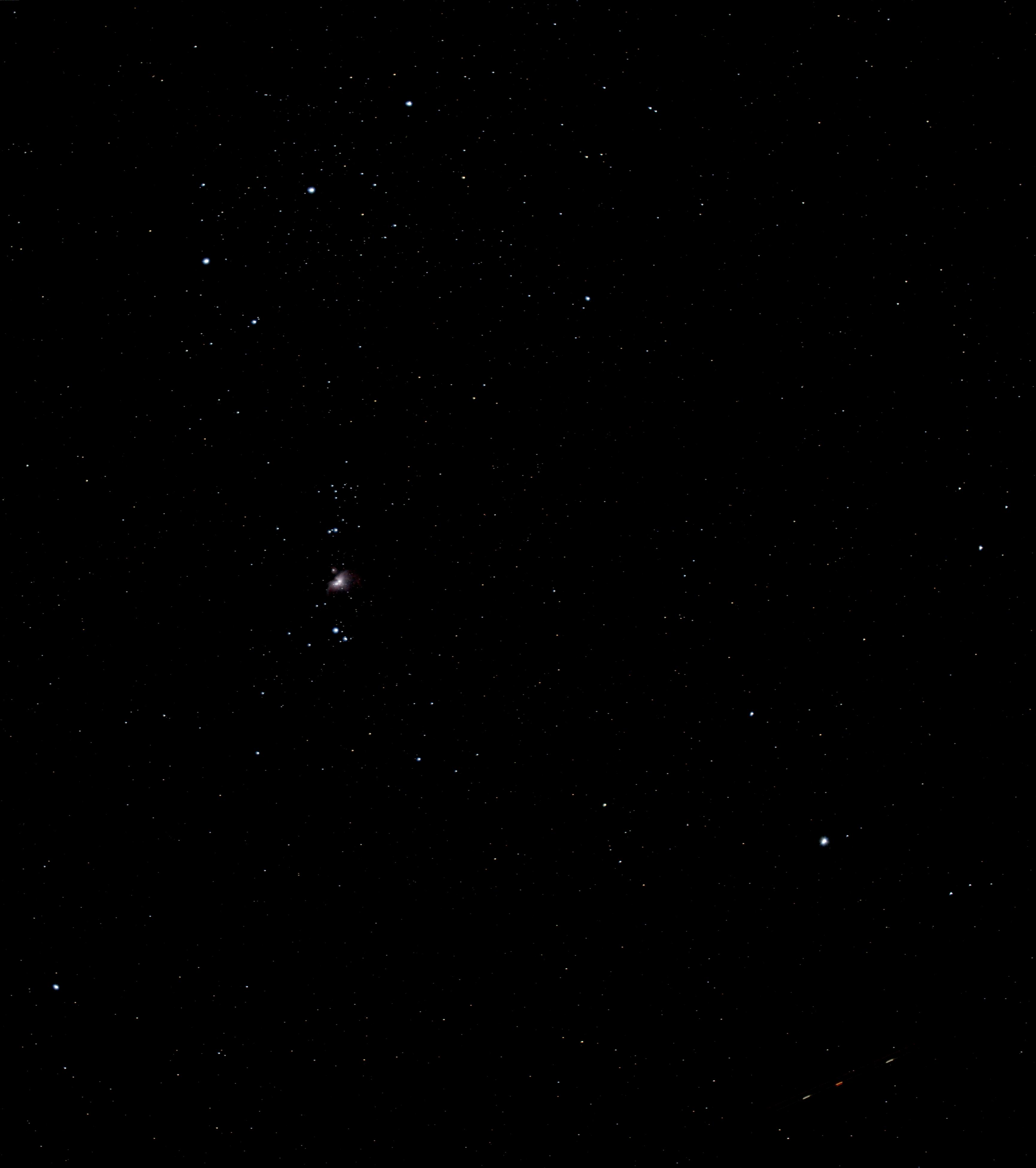 Orion Nebel mit 60/2.8 @2.8, Stack 8*2.5sec mit ISO3200